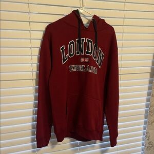 Men's Burgundy London England Hoodie